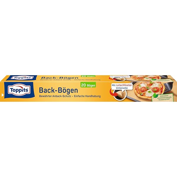 Toppits Back-Bögen – 20 Bögen, 38x42 Cm, Antihaft-Beschichtung (3er Pack)