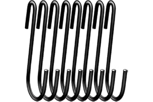 Swatowot Lot de 12 crochets de suspension robustes en forme de S de 10 cm pour cuisine, salle de bain, chambre à coucher et bureau (XL, noir)