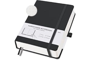 Gosirm Notizbuch A5 Dotted Journal - 320 Nummerierte Seiten Hardcover Notizbücher mit Frei Haftnotizen Teiler/Innentaschen, 100g/m² Tintenfestes Papier, für Frauen Männer Büro Schule, Schwarz