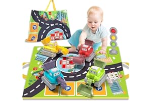 Lehoo Castle Voiture Bebe 1 an avec Sac de Rangement, Jouet Bebe 1 an Garcon, Véhicules pour Enfants, Jouet Enfant 2 Ans (Véhicule de Construction)