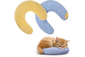 Apricitie 2 Stück Kissen für Katzen Hunde U-förmiges Kissen zum Schlafen, Haustierkissen Katzenkissen Plüsch Haustierspielzeug zum Schlafen Katze Kuscheltier für Ausruhen, Spielen