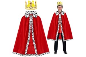 SKHAOVS Zestaw kostiumów króla królowej dla dorosłych, strój koronacyjny, szlafrok królowej z koroną, fantazyjny strój królowej do odgrywania ról, maskarady, imprezy tematycznej, Halloween, karnawał,