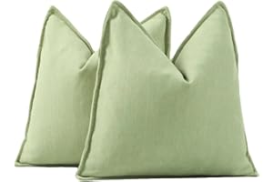 Madizz Textured Chenille Cushion Covers Set of 2 Super Soft Decorative Throw Pillow Covers Boho Pillowcases Modern Home Decor for Sofa Bedroom 18x18 inch, 45x45 cm, Green