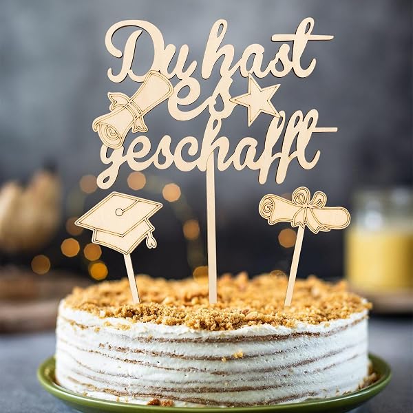 „Congrats Grade“ Kuchendekoration – Glitzer-Aufsatz Für Abschluss-Partys – Schwarz