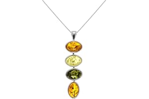 SAYERS LONDON Sterling Silver & Multi-coloured Baltic Amber Drop Pendant/Pendants