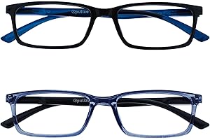 OPULIZE SEE Lunettes de lecture anti-lumière bleue pour hommes et femmes, verres anti-reflets, protection UV, rectangulaires