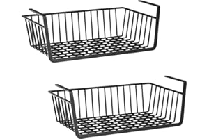 COITROZR 2 cesti sospesi da cucina, in metallo, per riporre sotto l'armadio, per scrivania, bagno, dispensa, nero, 36 x 25 x 14 cm