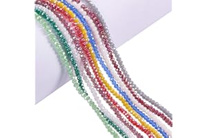PH PandaHall 10 Fili Perline di Vetro Sfaccettato Perline Cristallo Sfaccettato, 1230~1270pz Perlina Colorate Vetro per Creazione di Gioielli Collane Braccialetti Fai Da Te, 3.5-4mm, Foro: 0.5mm