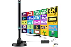 CENBOU TV Aerial Indoor - TV Aerial with Strong Signal Booster Amplifier &upto 380-Mile Long Range, Digital TV Antenna Support Freeview Smart TV 4K/1080P HDTV /16.4ft Coxial Cable