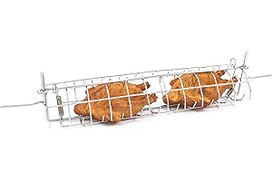 GIEMME Broche Anglaise pour Barbecue ou Rôtissoire, Tournebroche de Cheminée. Acier chromé (Longueur 78 cm)