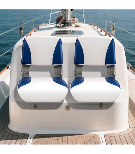 Lot De 2 Sièges Pilot Bateau Pro.tec - Chaise Pliante Similicuir Gris Blanc - 415x390x510 Mm
