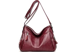 Sacmill Womens Leather Crossbody Bags Multi Pocket Soft Ladies Leather Shoulder Handbag Lightweight with Adjustable Shoulder Strap