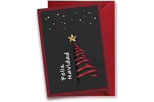 LEGEZON Tarjetas de Navidad con sobres, juego de 20 unidades, tarjetas plegables con diseño de árbol de Navidad, postales navideñas, Feliz Navidad