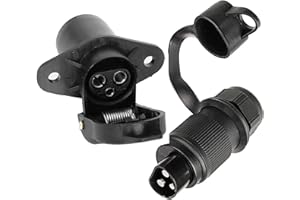 DARKGUARD Fiche 3 Broches Tracteur et Prise 3 Broches Tracteur 12v 24v,Prise Attelage 3 Broches Male Femelle Etanche pour Agricole Véhicule,Fiche Attelage 3Broches Remorque RV ( Fiche et Prise K1S21)