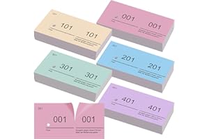 Nezyo Bloques de Números Ediciones Dobles Blöck Números del 1 al 500 5 Colores 5 x 10 Cm Bloques de Números para fichas de Guardarropa Desprendibles Numerados Entradas Fiestas(Color Sencillo,5)