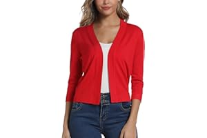EXCHIC Donna Elegante 3/4 Maniche Bolero Cardigan Corto Open Front Maglioni Coprispalle