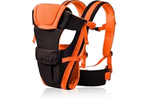 SONARIN All Season réglable 4 positions Poste de porte-bébé avec courroie variable et fond de panier amovible, ergonomique,taille libre,adapté à la croissance de votre enfant(Orange)
