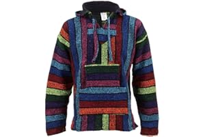 Siesta Mexican Baja Jerga Natural and Black Hooded Hippie top