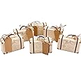 VGOODALL 50pcs Mini Suitcase Favor Box Party Favor Candy Box, Vintage Kraft Paper with Tags and Burlap Twine for Wedding/Travel Themed Party/Bridal Shower Decoration