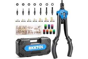 AKKTOL Pince à Insert Fileté avec Boîte de Rangement et Coffret Robuste – 7 Mandrins (M3 à M12), 80 Écrous à Sertir – Pour Réparation Auto & Métal