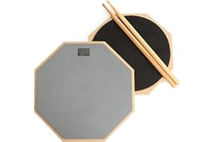 Tebery Pad d'entraînement de batterie 12 pouces, tambour silencieux en caoutchouc silencieux à 2 côtés pour débutants, gris