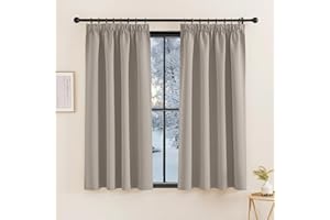 KGORGE Rideau Occultant - Rideau Court Galon Fronceur, Rideaux Cuisine, Rideaux Opaque Draperies Intérieurs Decoration pour Chambre Petite Fenetre, 140x160 cm, Sable, Lot de 2