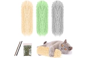 VSSHE Zabawka z kocimiętką, 2 szt. Pałeczki z kocimiętką + 3 szt. Pluszowa zabawka z kocimiętką + 1 szt. Kocimiętka dla kotów, 6 szt. Zabawka do żucia dla kota Interaktywna zabawka z kocimiętką