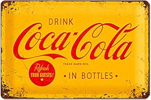 Nostalgic-Art Plaque Vintage Coca-Cola – Logo Yellow – Idée de Cadeau pour Les Fans de Coke, en métal, Déco Design Retro, 20 x 30 cm