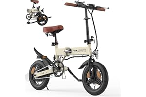 ESKUTE F200 Electric Folding Bike, 14" Electric Commuter Bicycle 36V 7.8Ah Battery, Range 30 Miles, Mini Folding Ebike with Phone Holder & USB Port, LCD Display, Foldable Ebike for Teens/Adults