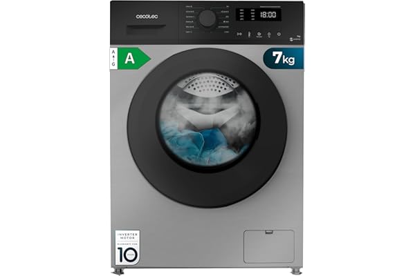 Cecotec Lave Linge 7Kg Bolero DressCode 7150 Inverter Steel A. Machine À Laver 12 Programmes,1400 Tr/Min. Moteur Inverter Plus, SteamMax Et Fonction Drum Clean. KidLock Et DelayStart
