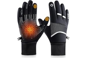 YOLONCE Gants de Cyclisme Coupe-Vent et Thermiques,Adulte Unisexe Anti-Choc et Anti-Dérapage Gant Vélo,Gants à éCran Tactile,à Doigt Complet Respirant Gant,pour Vélo,Course, Randonnée,Conduite