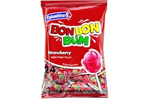UNIVERSABOR Bon Bon Bum Bubble Gum Bolsa Fresa - Paquete de 24 Unidades -Colombina