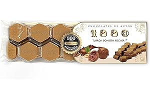 1880 - Turrón Chocolates de Autor Bombón Rocher 200g, Textura Cremosa, Calidad Suprema, Ingredientes Nobles, Sabor Auténtico, Crema de Avellana, Oro Comestible, El Turrón más Caro del Mundo