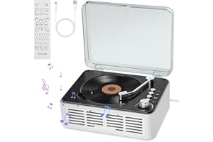 Gueray Reproductor de CD con Altavoces Sonido Estéreo HiFi, Reproductores CD Vintage Bluetooth para el Hogar, Reproductor de CD Retro con Radio FM y Control Remoto Compatible USB/AUX/Type-C (Blanco)