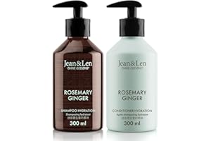 ‎JEAN & LEN Jean & Len Haarpflege Set Rosemary & Ginger für trockenes und glanzloses Haar, Feuchtigkeit Shampoo und Conditioner im Set, würzig-frischer Rosmarin & Ingwer Duft, ohne Parabene & Silikone, 2x 300 ml