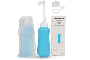 BANDEAX Po Dusche XL 600 ml – Intimdusche für Wochenbett & empfindliche Haut – Podusche für Frau & Mann mit 13-Loch-Düse – Ersetzt feuchtes Toilettenpapier – Bidet Handbrause mit Beutel & Staubkappe