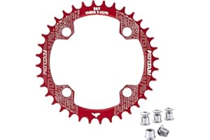 QIAMNI 104 BCD 32T 34T 36T 38T Narrow Wide Single Chain Ring with 4 Pieces Sprocket Bolts for Road Bikes, Mountain Bikes, BMX MTB Bike