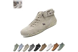 JXOPY Bottes hautes italiennes faites à la main, chaussures Beck hommes imperméables, baskets décontractées en cuir chaussures Beck respirantes antidérapantes for hommes, bottes Beck for hommes(Kaki,42 EU)