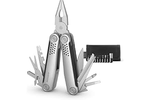 RICHARTZ STRUKTURA tool 25+ | Multitool mit 25 Funktionen | matt gestrahlter Edelstahl | | ergonomische Kunststoff-Griffzonen | Multitool Werkzeug mit Arretiersystem | Werkzeug Tool