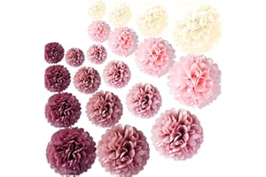 CENPEK Lot de 20 Fleurs en Papier de Soie - Impression Poudre Claire - Violet Rouge - Lotus - Rose Clair - pour Anniversaire, Mariage, fête prénatale, décoration de fête