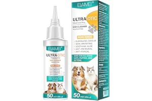 OBNOSWLPJMN Dog Ear Drops 50ml Dog Ear Cleaner Ear Care For Dogs Yeast Infection Itching Odours Antiseptic Dog Ear Infection Treatment Antibiotic Dog Ear Drops For Puppy Cats Dogs (50ml)
