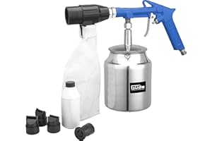 Güde DL Sand Blasting Gun with Recovery 750 ml (Compressed air Requirement 350 l/min, 3 bar, Internal Thread 1/4 inch, Aluminium housing and Suction Cup, 5 Jet attachments, for Grain Size 0.2-0.8 mm