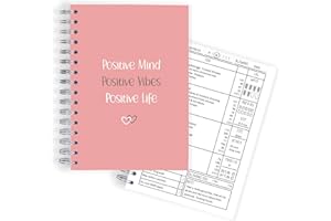 BLOOMINGORGEOUS 12 Week Food Diary, Weight loss Journal, Calorie Counting Compatible - B&W CALS - Positive Vibes