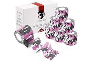 WARRIOR Gaza Bandaż samoprzylepny Osłona uchwytu do tatuażu Rolka Osłona uchwytu do tatuażu 4,5 m x 5 cm Opakowanie 6 szt. (OPAKOWANIE 6 SZT., RÓŻOWO-CZARNE)