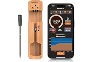INSMART Smart Wireless Meat Thermometer, 100m Range Bluetooth Meat Thermometer Probe for Cooking, Food Thermometer with Smart APP for BBQ Oven Grill Smoker Kitchen Air Fryer