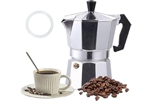 FYCHUO Stovetop Coffee Makers, 150ML Italian Espresso Maker for 3 Cups, Alloy Moka Pot Coffee Maker with Antiskid Handle, Metal Filter, Safe Valve for Coffee Latte Mocha Cappuccino Macchiato