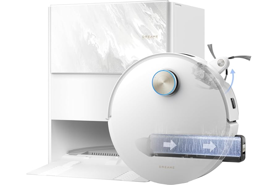 DREAME Aqua10 Ultra Track Complete Robot Vacuum Cleaner, Wash 45°C, Overcomes Obstacles by 6 cm, Self-Cleaning Mop, 30,000 Pa Suction, 0 Tangles, Avoids Over 240 Objects, Voice Control