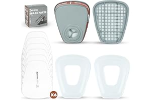 Uppsättning patroner och filter för RHINO Dammskyddspatron x2 Patroner, x6 filter x2-skydd Kompatibla med 3M och andra partik