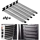 YCDC 5 Pack Black PCI Slot Covers,Hard Steel Dust Filter Blanking Plate,Vented Slot Covers for Computer Cases with 5 Screws