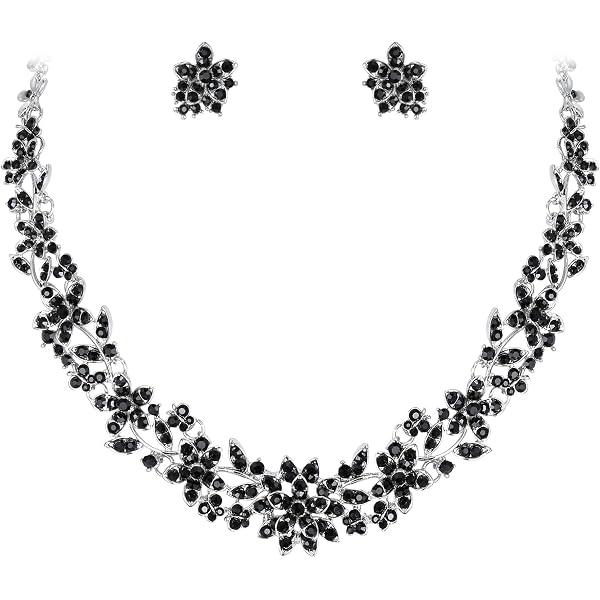 Parure Collier Et Boucles D'Oreilles EVER FAITH Cristal Et Perle Artificielle - Style Floral Mariage